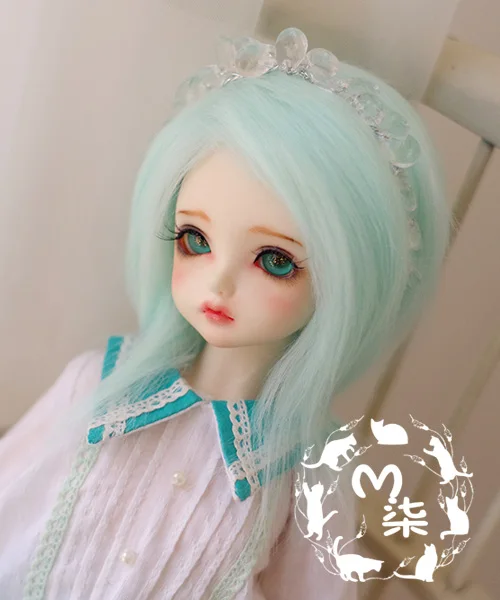 New 1/3 22-23cm 20-21cm 1/4 18-19cm 1/6 16-17cm weet Water Blue Color Medium Long Straight Wig BJD Doll Wig