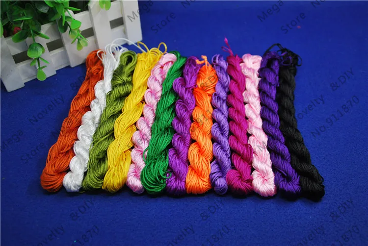 Hot Kumihimo cords 10pcs 25meters/pcs Multi 1mm Macrame Nylon Cord Silk Beading Thread Bead Cord String Braided Bead Cord DS206