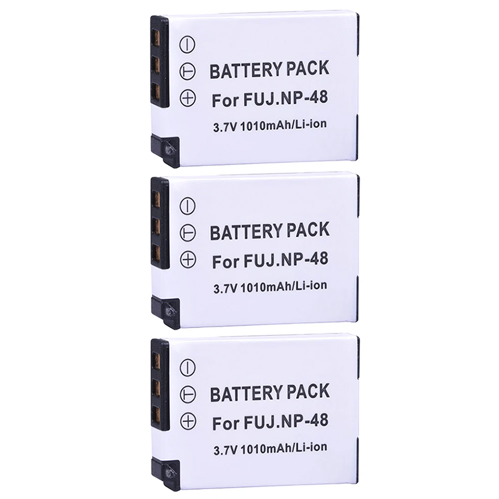 3Pcs 3.7V 1010mAh NP-48 NP48 NP 48 Lithium Ion Battery for Fujifilm NP-48, FNP48, BC-48 Fujifilm XQ1, XQ2 Digital Cameras