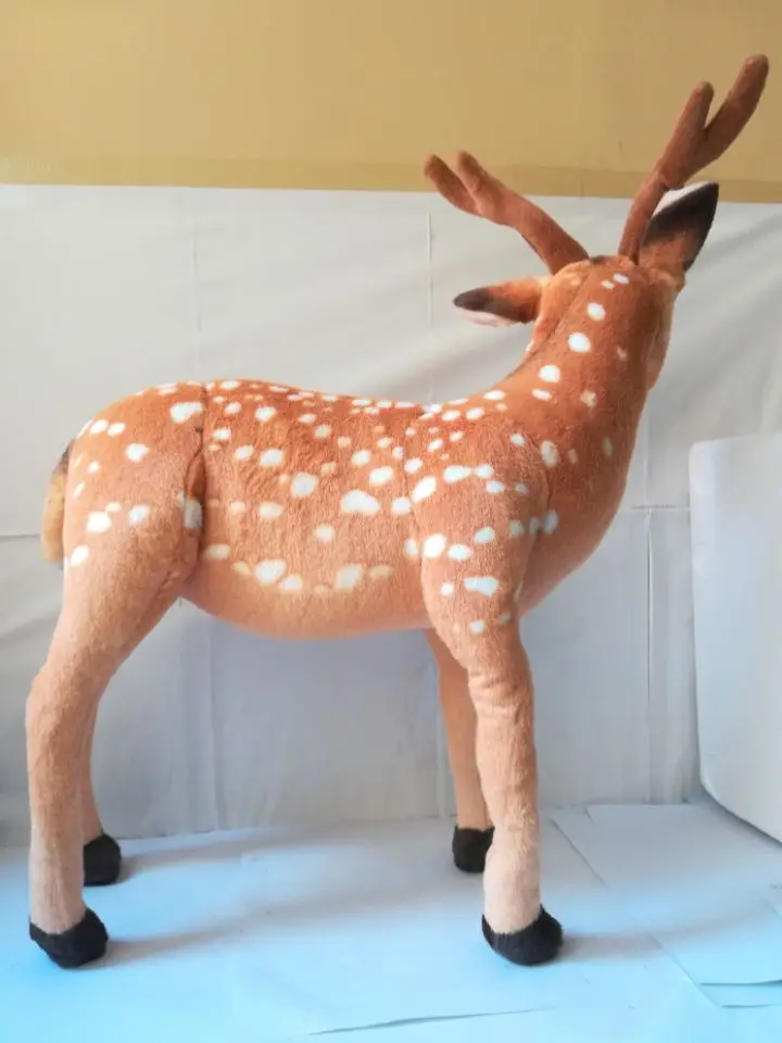 simulation sika deer large 60x50cm standing sika deer plush toy soft doll throw pillow birthday gift s0471