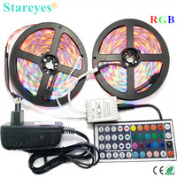 1 set 5m 10m SMD 3528 2835 270 300 LED RGB LED Strip flashlight tape Light IP20 IP65 Waterproof lighting + IR Remote + Adapter