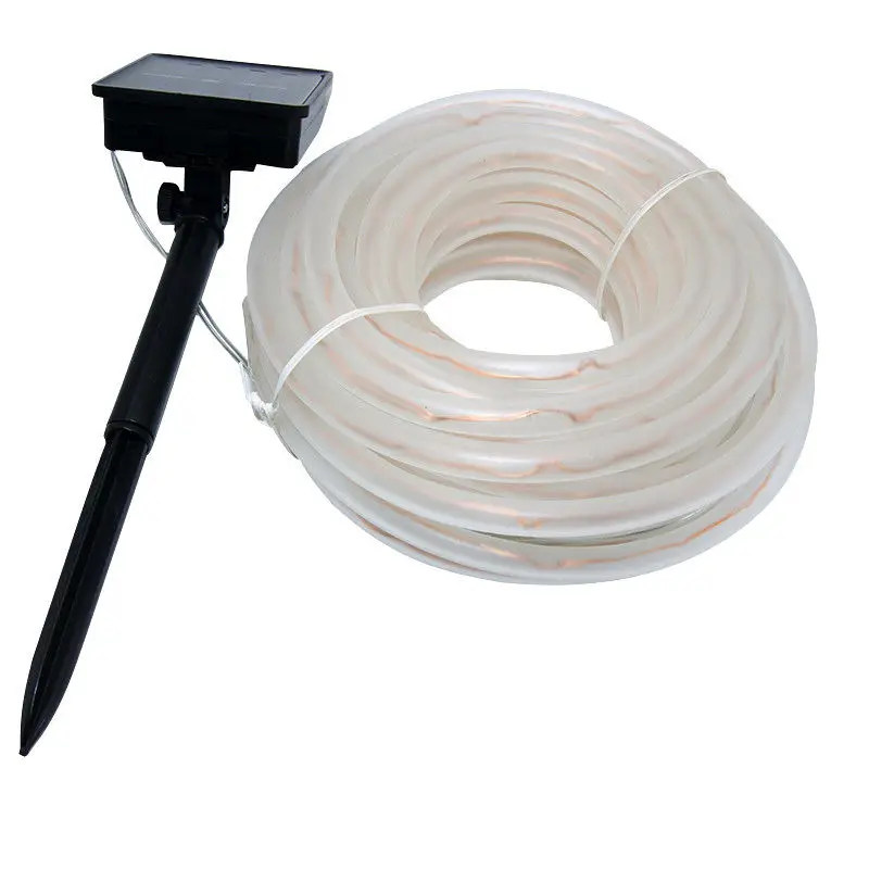 Tubo de cuerda alimentado por energía Solar, tira de alambre de cobre flexible, 100LED, para exteriores, jardín, Navidad, fiesta, árbol, lámpara, 12M