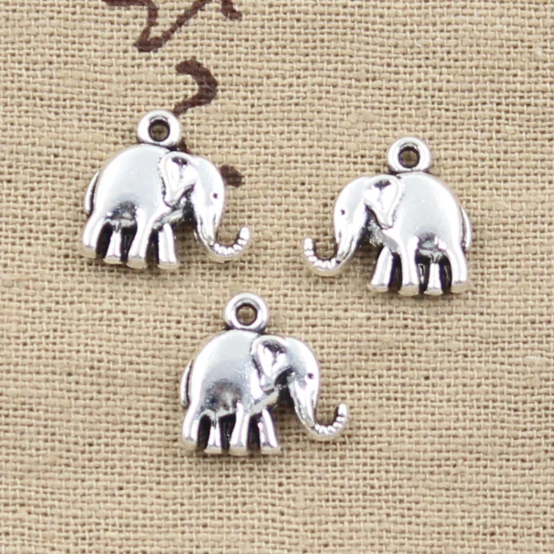 20pcs Charms Double Sided Elephant 14x14mm Antique Making Pendant fit,Vintage Tibetan Bronze Silver Color DIY Handmade Jewelry