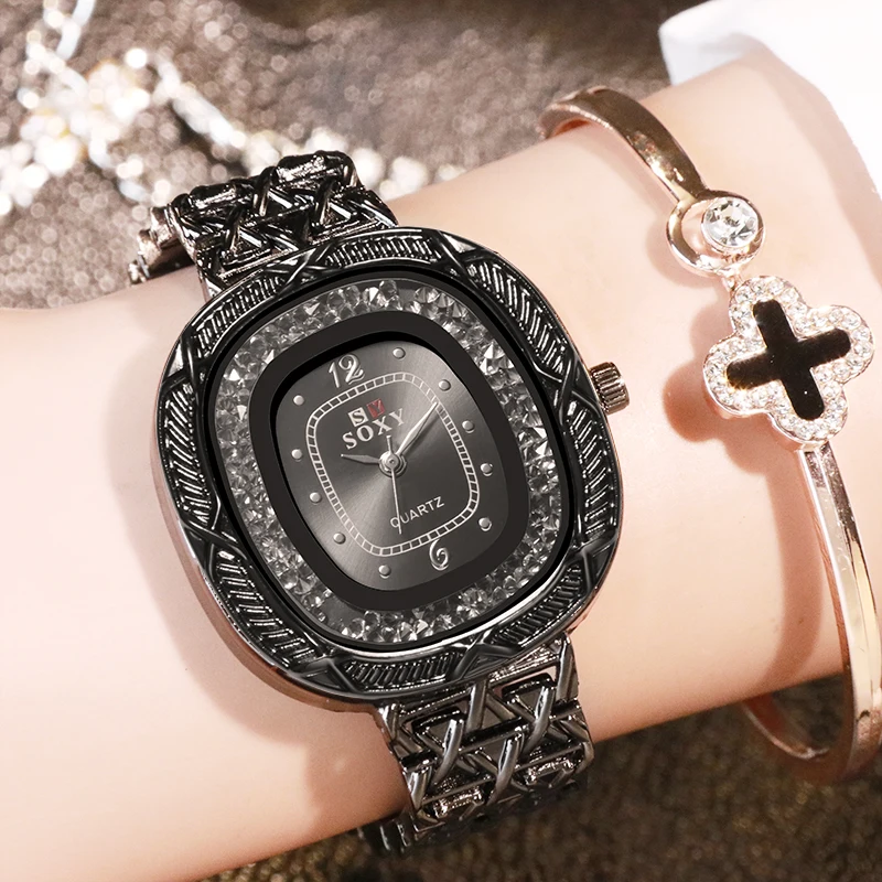 Yeni Lüks Kadın Saatler Elmas Paslanmaz Çelik Kadın Saat kadın Saatler Moda Bayan Izle reloj mujer relogio feminino