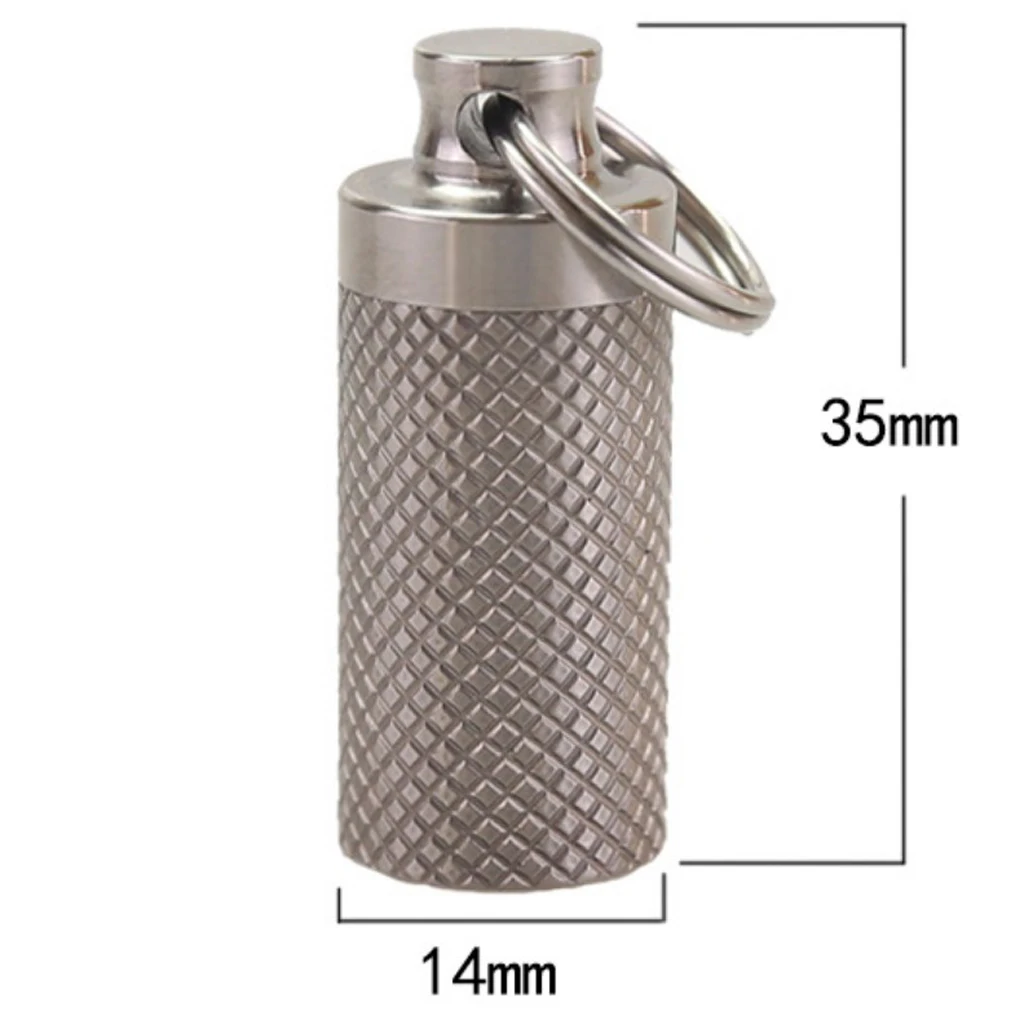 1pc Portable Mini Pill Box Metal Titanium Waterproof Tablet Case Capsule Keyring for outdoor climbing Camping