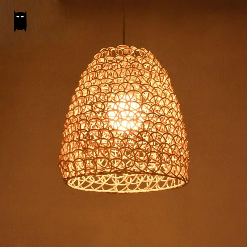 

Natural Color Coffee Wicker Rattan Shade Pendant Light Fixture Asian Vintage Retro Hanging Ceiling Lamp Restaurant Cafe Hallway