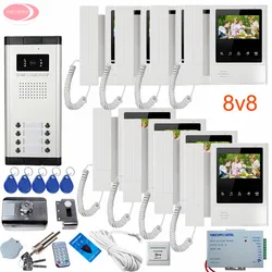 For 2/3/4/5/6/ 8/10 Apartments Color Video Door Phone Doorbell 4.3