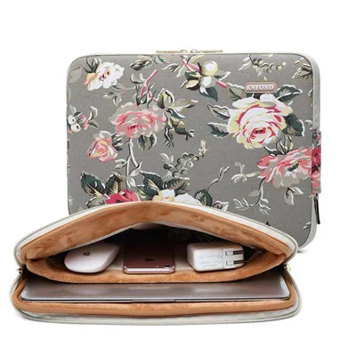 Elegant Gray Water Hyacinth Flower Laptop Sleeve Bag for Macbook Microsoft Surface Book Pro 4 Protective Chromebook Tablet Cover