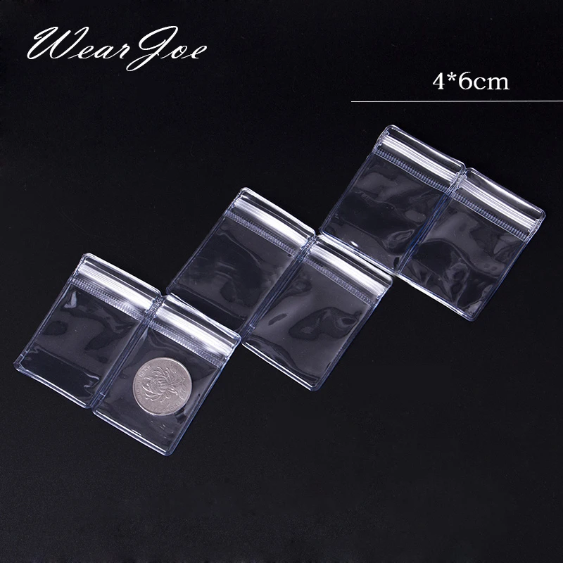 Free Shipping 100pcs Thicken PVC Zip Lock Bag Jewelry Storage & Package Pouches Self Seal Ring Earring Bracelet  Necklace 4 Size