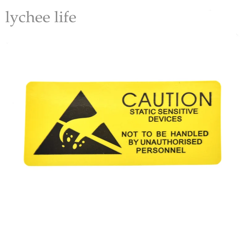 Lychee Life 100pcs Caution Sticky Sticker Adhesive Warning Label Reminder for ESD Static Sensitive Device Electronic Components