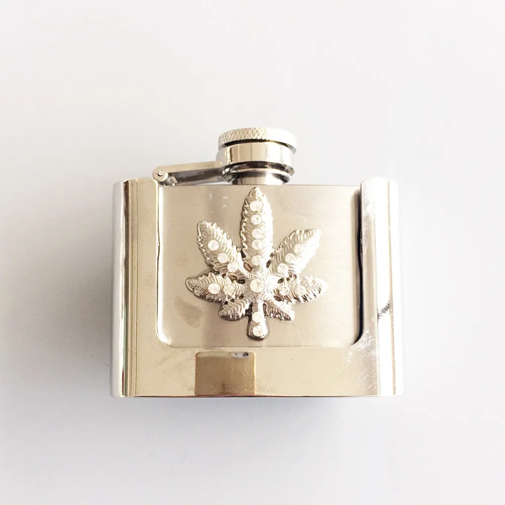 Retail Belt Buckle (2oz Marple Leaf Stainless Steel Flask) BUCKLE-FL-Leaf Flask Belt Buckle Free Shipping