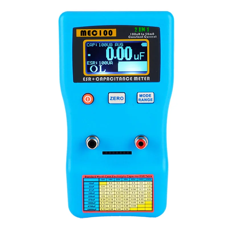 

Capacitance Meter MEC-100 High Precision Capacitance Analyzer Digital Display Automatic Range Electrolytic Capacitor ESR Meter