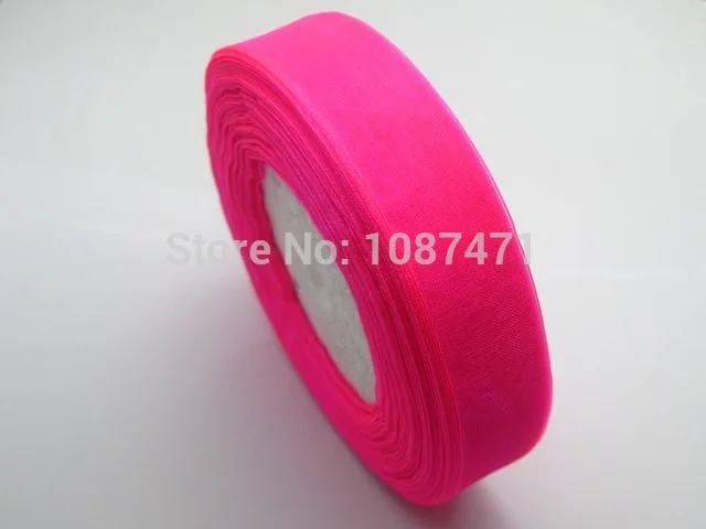 Sheer Organza Ribbon 50 Yards Factory Outlet Hot pink Wedding Crafts handmade accessories diy supplies3/4