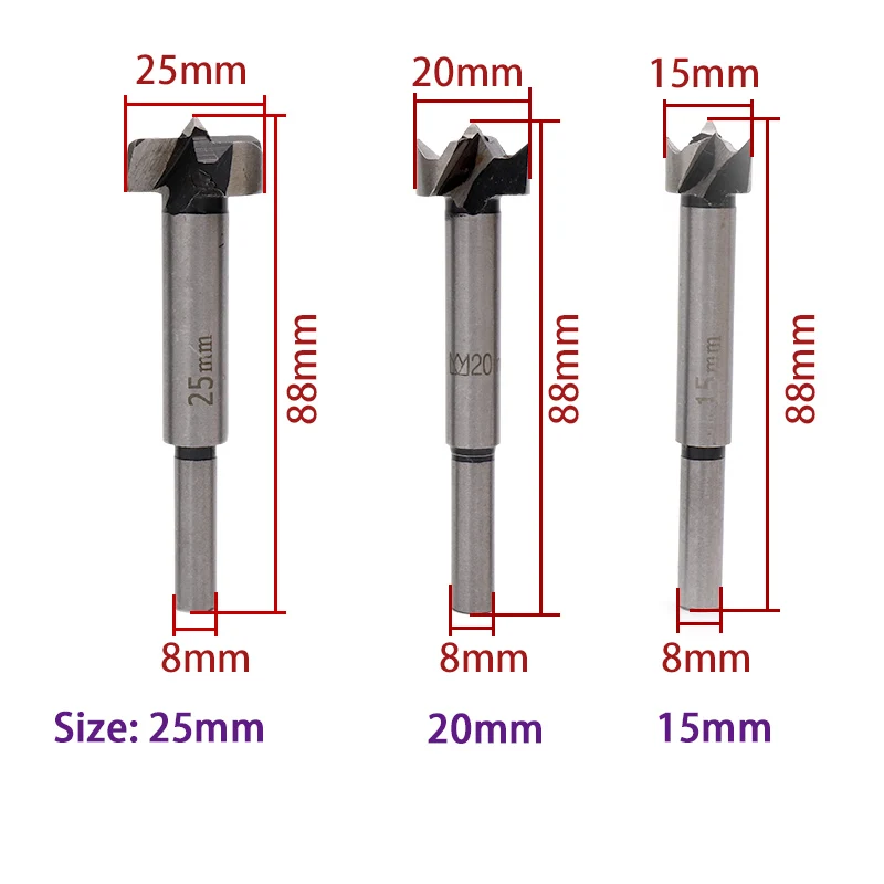 5pcs/Set 15-35mm Round Shank Hinge Hole Saw Cutter Wood Center Forstner Drill Bits  for Woodworking Power Tools accessories