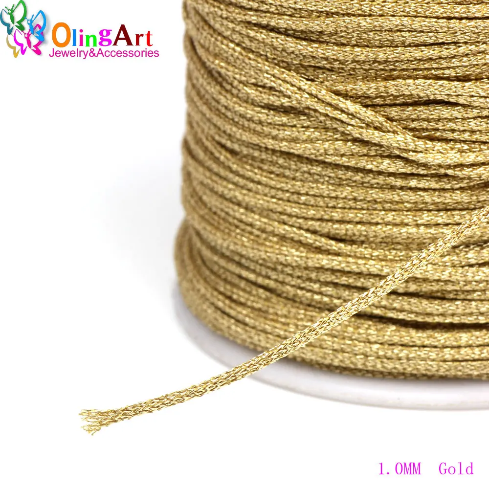 OlingArt 0.8/1.0mm/2.0mm/2.4mm Gold silver thread color line Chinese Knot String Handmade jewelry Beaded DIY Bracelets Making