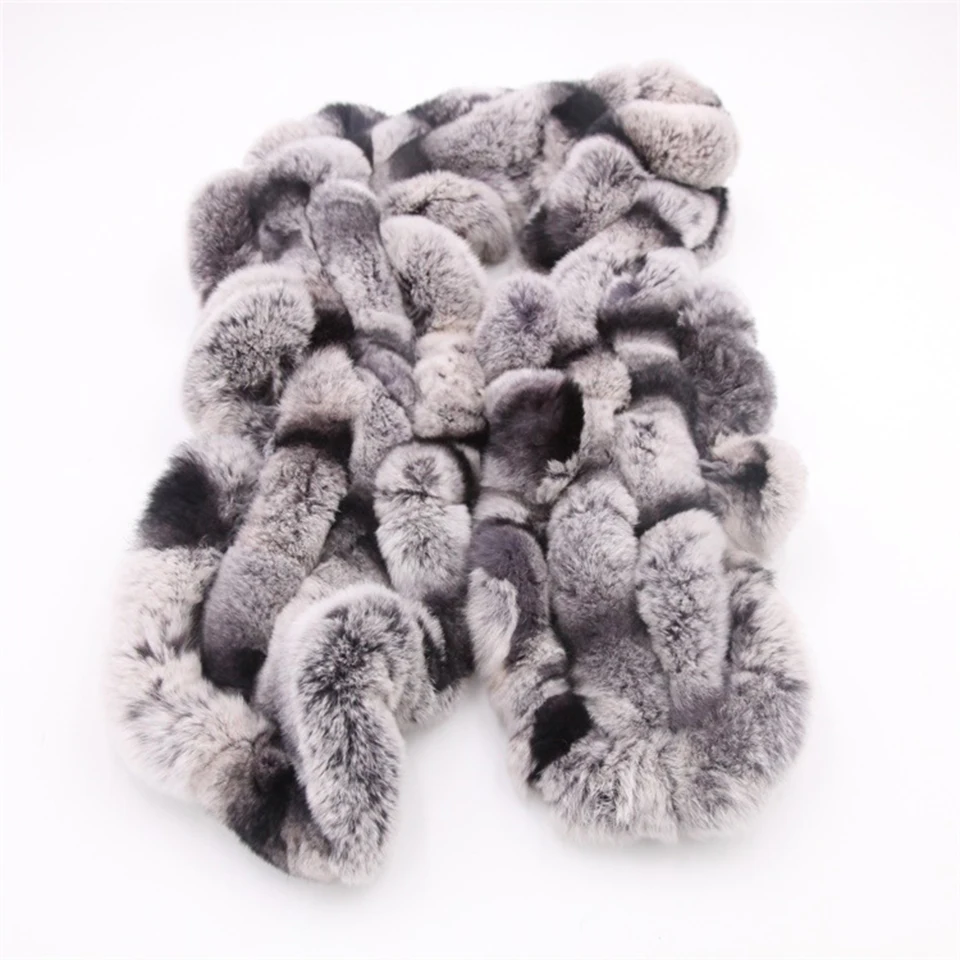 Fashion Women Real Rabbit  Fur Scarf Winter Warm Fur Scarves Real Fur Solid  Natural Shawl PomPom FUR Ball Fur Hat  NS01