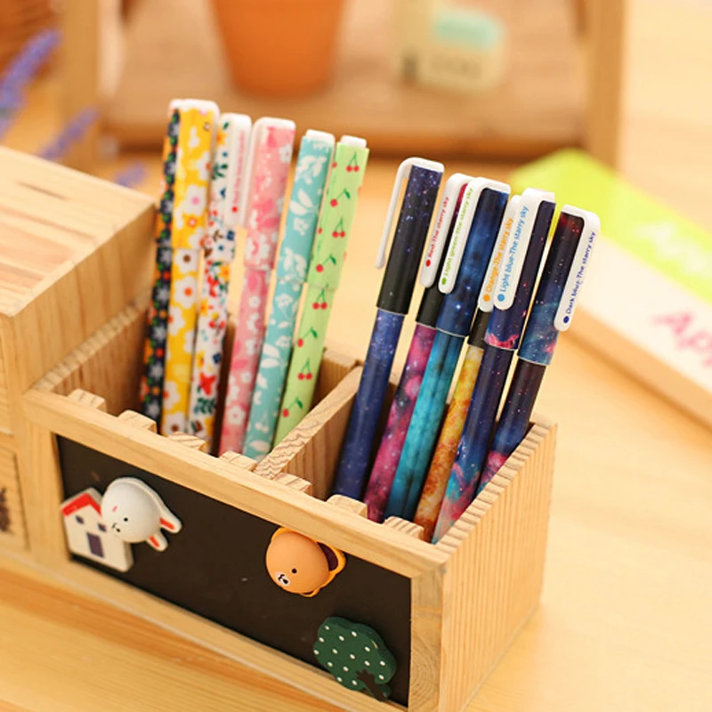 Beautiful Starry Sky Pattern and Flower Polka Dot Color Gel Pen for Student School Office Writing Pens Stationery