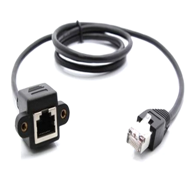 High Quality 30cm 8Pin RJ45 Cable Male to Female Screw Panel Mount Ethernet LAN Network 8 Pin Extension Cable