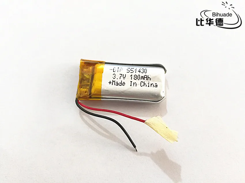 3.7V 180mAh 551430 Lithium Polymer LiPo Rechargeable Battery ion cells For Mp3 Mp4 Mp5 DIY PAD E-book bluetooth headset