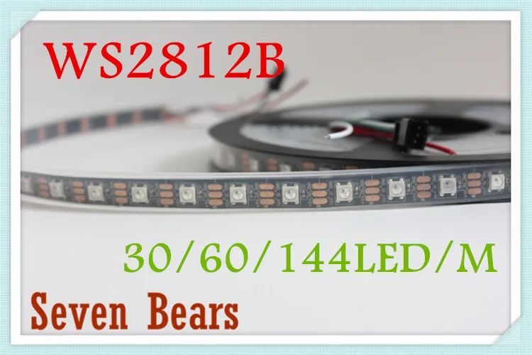 

1m/4m/5m WS2812B Smart led pixel strip,Black/White PCB,30/60/144 leds/m WS2812 IC;WS2812B/M 30/60/144 pixels,IP30/IP65/IP67 DC5V