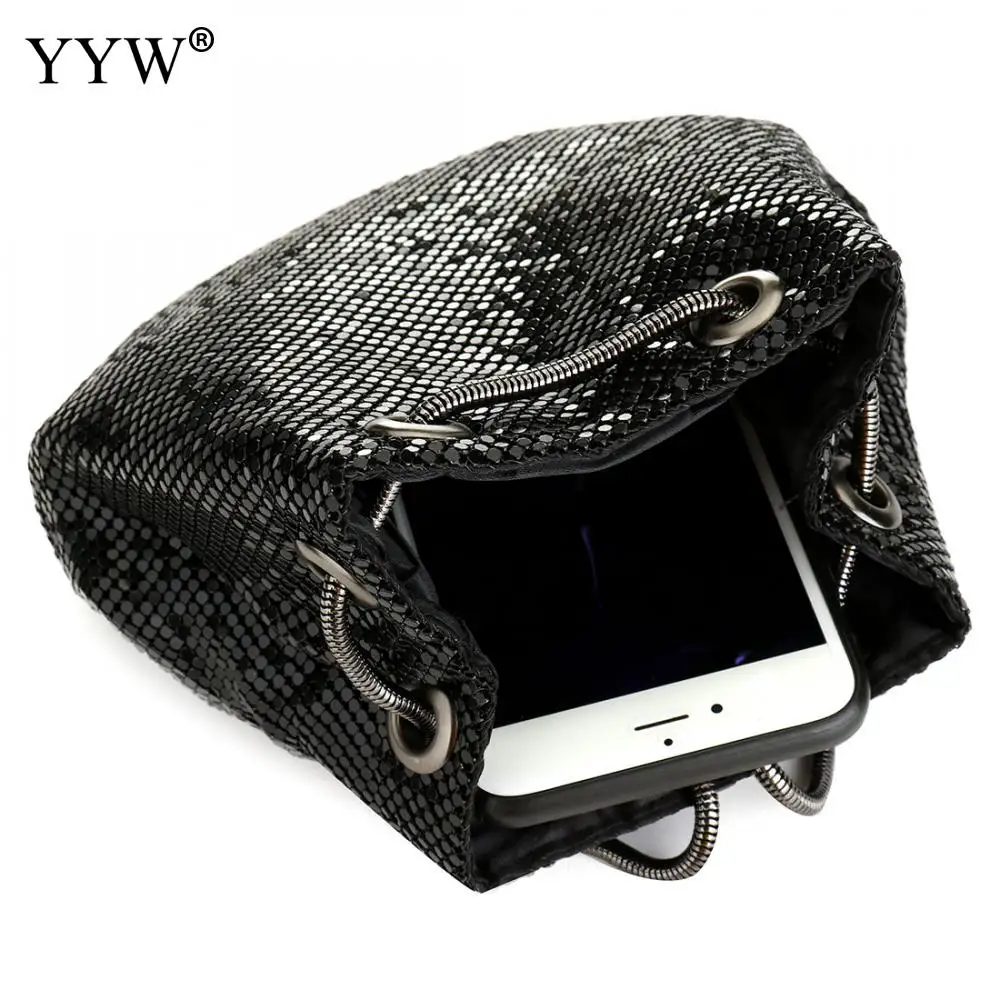 black Fashion Chain Shoulder Bag Evening Party Bucket Sequin Bag For Women 2020 Sliver Gold Purse girl Handbags Female dropship