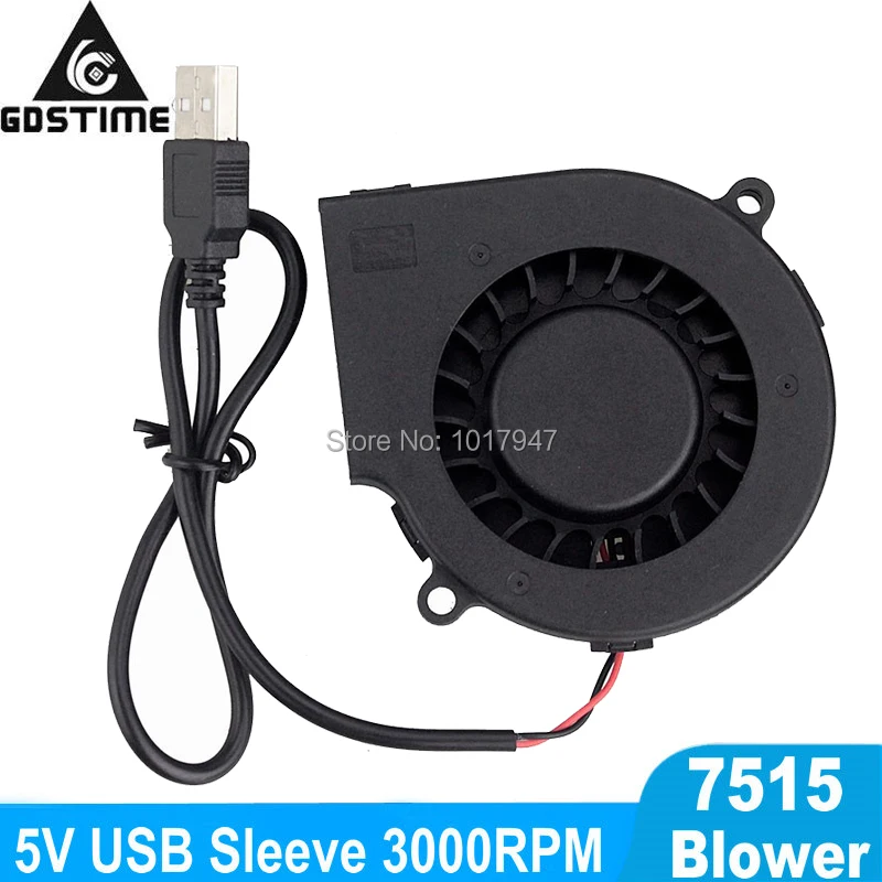 5Piece lot 5V USB 7515 75mm x 15mm 70mm 7cm DC Turbo Cooling Cooler Blower Fan