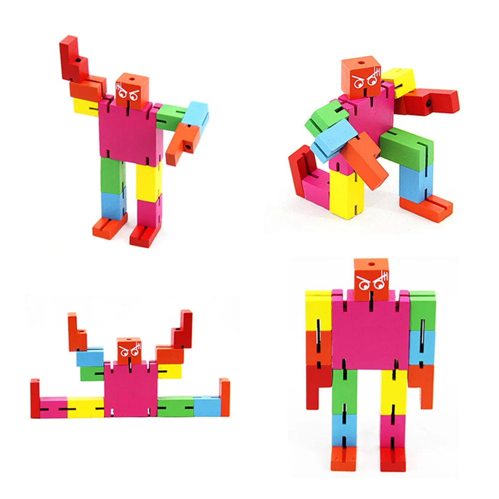 New Wood Deformation Robot Puzzle Graffiti Magic Cubes Folding Children\'s Entertainment Hot Sale Toys Colorful Magic Cubes