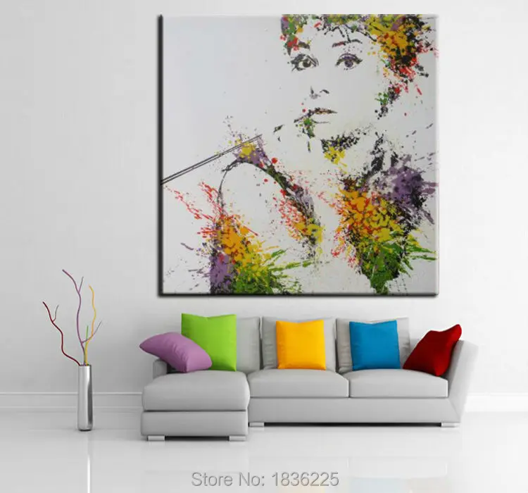 High quality hand painted personage canvas oil paintings Audrey Hepburn abstract portrait oil painting for living room decor