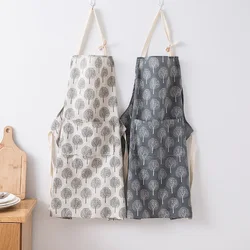 Adjustable Cotton Linen Apron Lady Women Men Oil-proof Aprons Cooking Baking Kitchen Adult Fashion Work Aprons