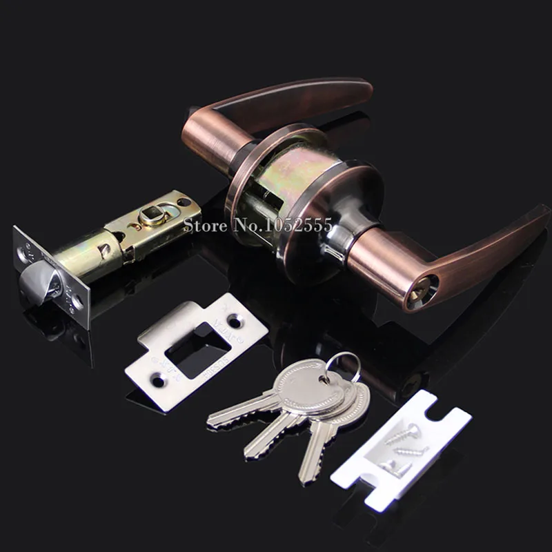 New Stainless Steel Zinc Alloy Security Door Locks Privacy Door Interior Entry Door Lever Lock Mortise Door Handle Locks + Keys