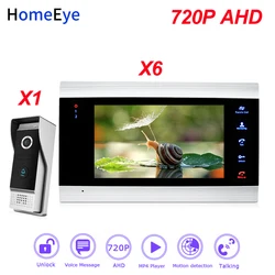 HomeEye 720P AHD Video Door Phone Video Intercom Home Access Control System 1-6 Motion Detection Security Alarm DoorBell Speaker