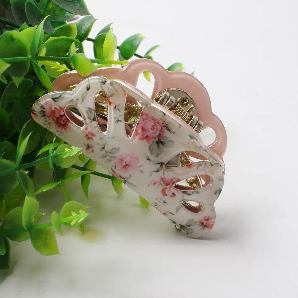 Medium Acrylic Flower Hair Claws Scallop Bulldog Hair Clips Hair Accessories Women Elegant Hairpins For Girls