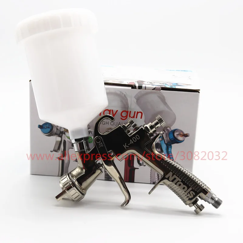 LVLP Spray Gun R500 K-400 Car Finish Painting Tool 1.4mm/1.7mm Nozzle 600cc Cup Gravity Automotive Finishing Air Spray Gun