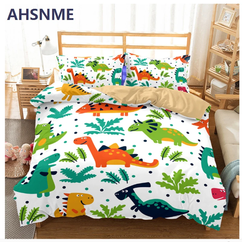 AHSNME Cartoon dinosaur bedding set T-Rex pattern Quilt Cover boy's favorite home textiles Multi-country size for AU/US/EU/RU