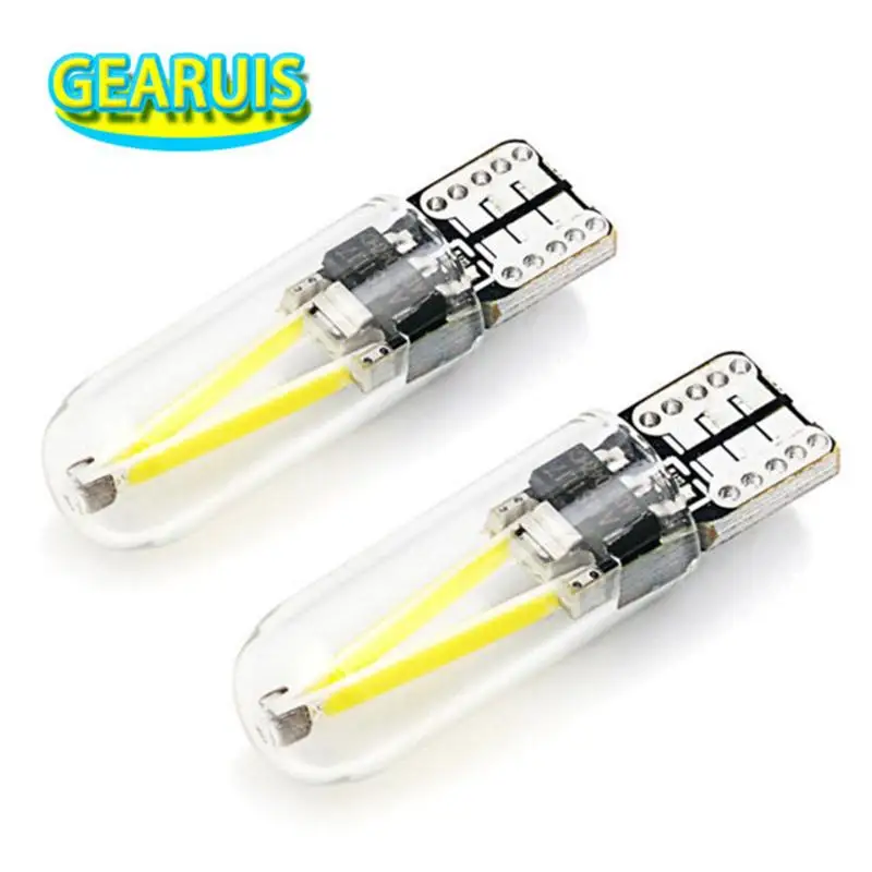 

100pcs Car styling DC W5W T10 Led Filament Light Glass case silicone case Reading Dome Bulb Lamp 194 168 12V