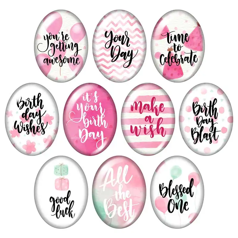 Beauty Symbols Words Motto letters 13x18mm/18x25mm/30x40mm mixed Oval photo glass cabochon demo flat back Jewelry findings