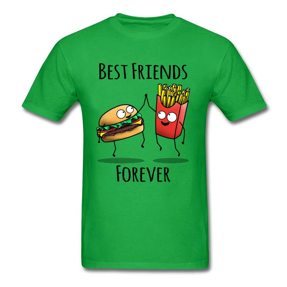 Best Friends Forever T-shirt Men Grey T Shirt Burger And Fries Tops Funny Cartoon Clothing Couple Match Tee Shirts Cotton