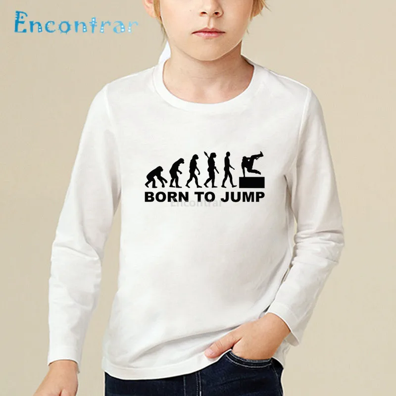 

Children Evolution Of Parkour Born To Jump Print Cool T shirt Baby Boys Girls Long Sleeve Tops Kids Funny Casual Clothes,LKP2422