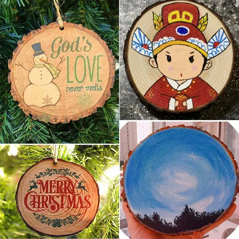 Tree Bark Size 3 Unfinished Christmas Ornaments Round Circle Slices Wood Discs Wood Slices Log Discs DIY Craft For Wedding