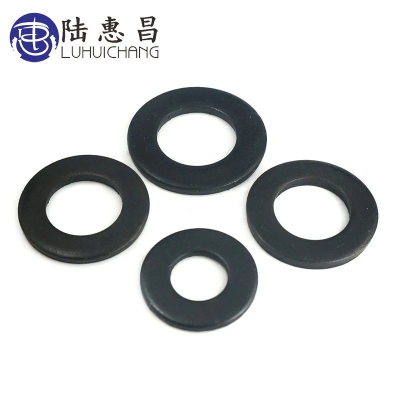 Luchang 50pcs M3 M4 M5 M6 M8 Carbon Steel Flat Machine Washer Plain Black Washer Furniture Plated Flat Spacer Washer Gaskets