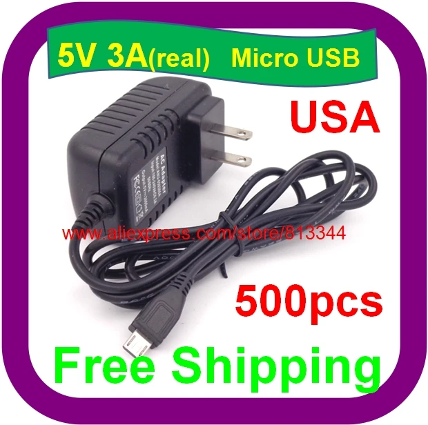 

500 Pcs 5V 3A Micro USB Charger for Tablet PC Google Nexus 7 Nexus10 V891W Teclast X98 Air 3G X98 pro Power Adapter US PLUG