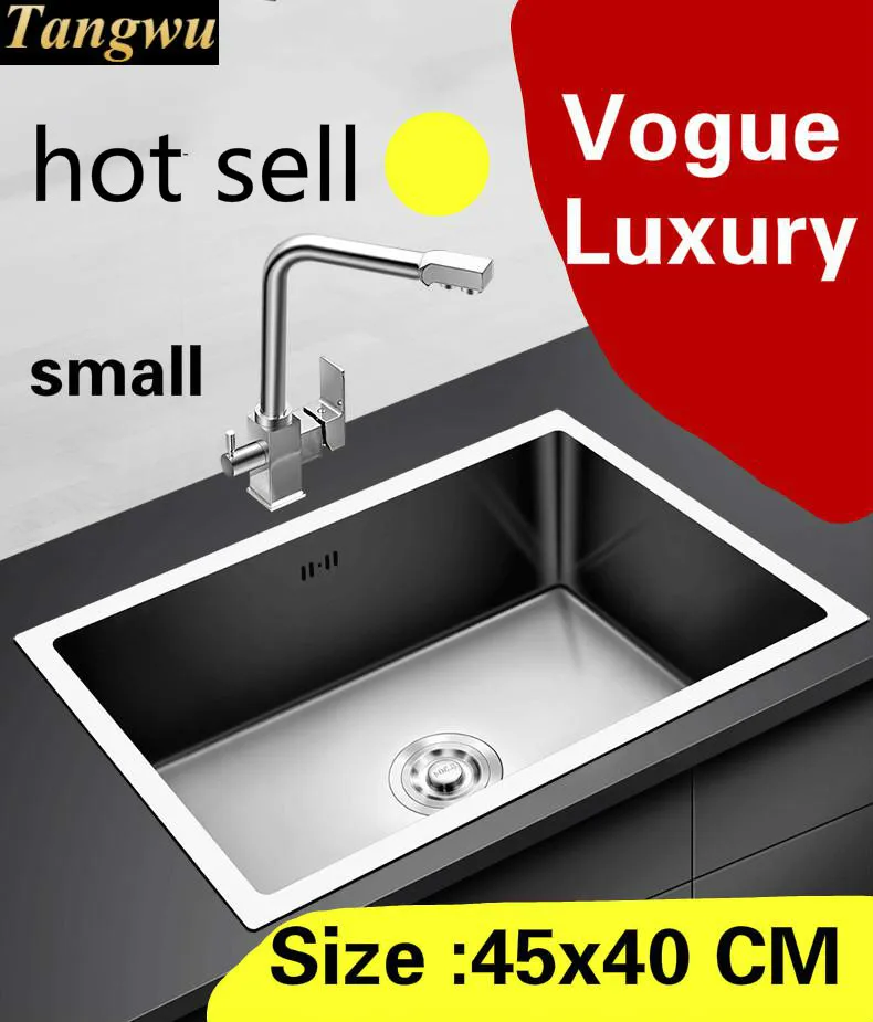 

Free shipping Apartment balcony kitchen manual sink single trough standard 304 stainless steel hot sell small 450x400 MM