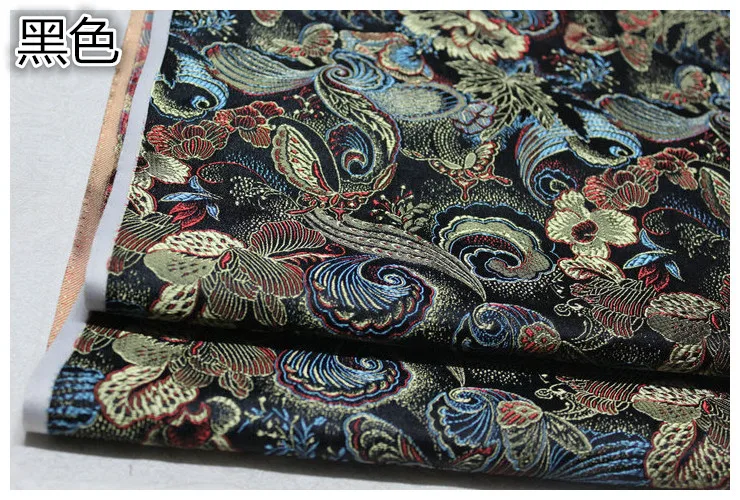 75x100cm Black flower print Jacquard Brocade Fabric, jacquard dress fabric upholstery furniture fabric bag tent sewing material