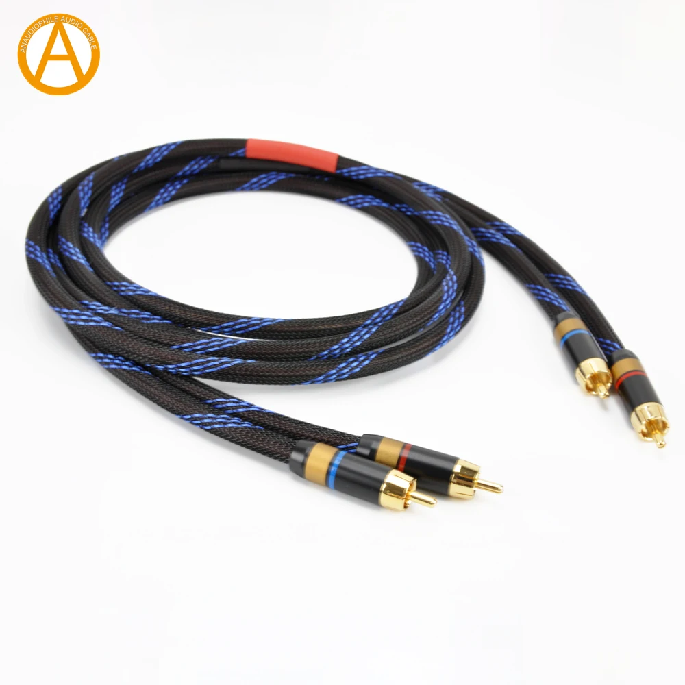 Kabel Audio anadiophile RCA HiFi 4N OFC kabel Audio RCA z męskiego na męskie do wzmacniacza przedwzmacniacza samoblokująca wtyczka RCA