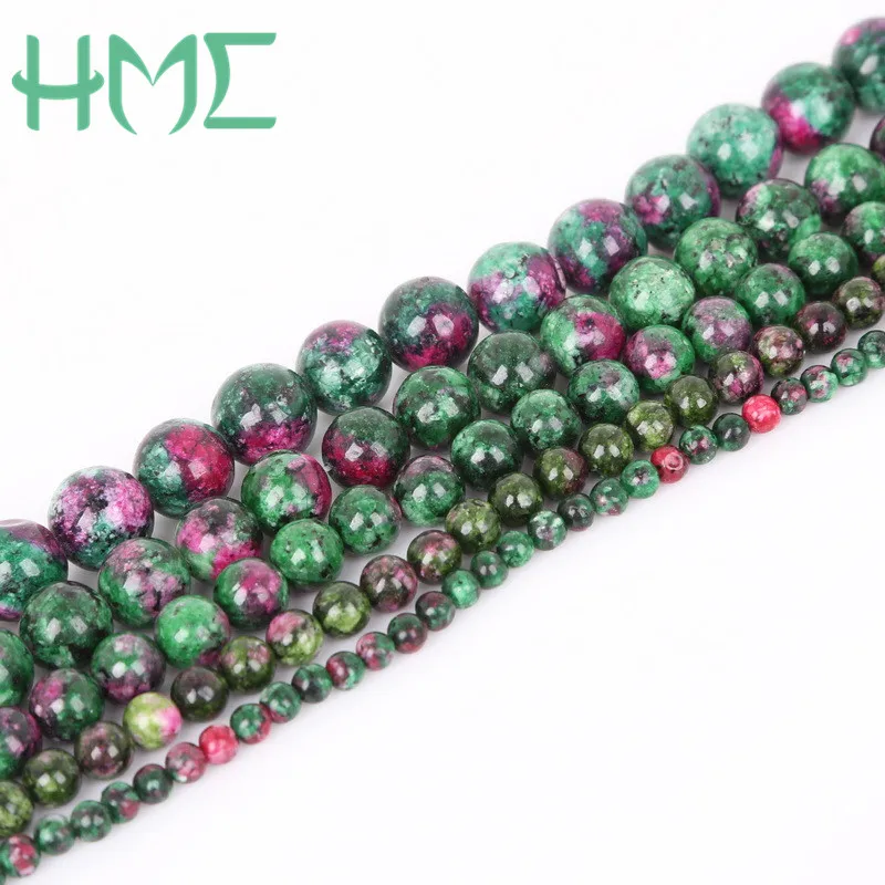 Cheap 4 6 8 10 12mm Epidote Zoisite Red Green Faceted Gem Natural Stone Beads for DIY Bracelet Necklace Earrings Jewelry Making