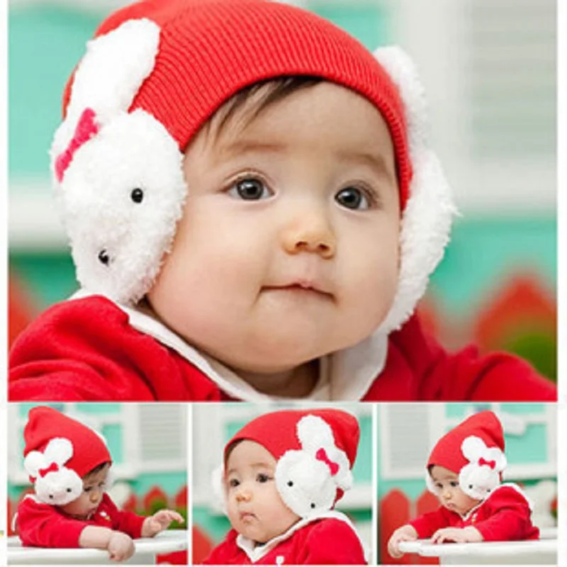 Rabbit Ear Protector Cute Bunny Baby Caps Newborn Beanies Skull Children Berets Bonnet Cap Winter Warm Girls Hats Infant Cap