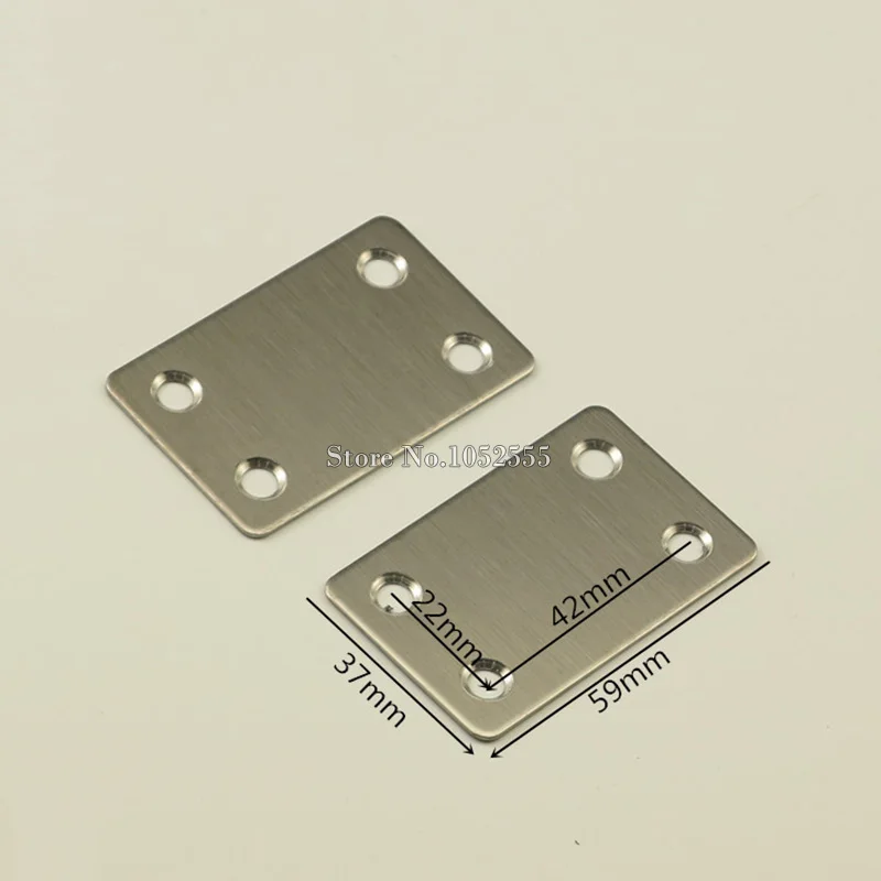 50PCS 59*37mm stainless steel Flat Brackets Straight Strip Metal Plates Repair Fixing Joining furniture Connecting fittings K255