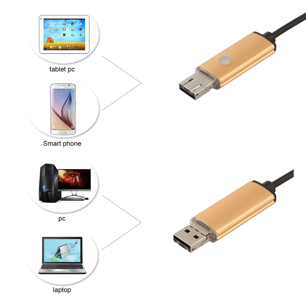 USB 2MP Android Mobile Endoscope Android 8MM Lens 2M Snake Camera Waterproof Inspection Borescope for Laptop with OTG/UVC