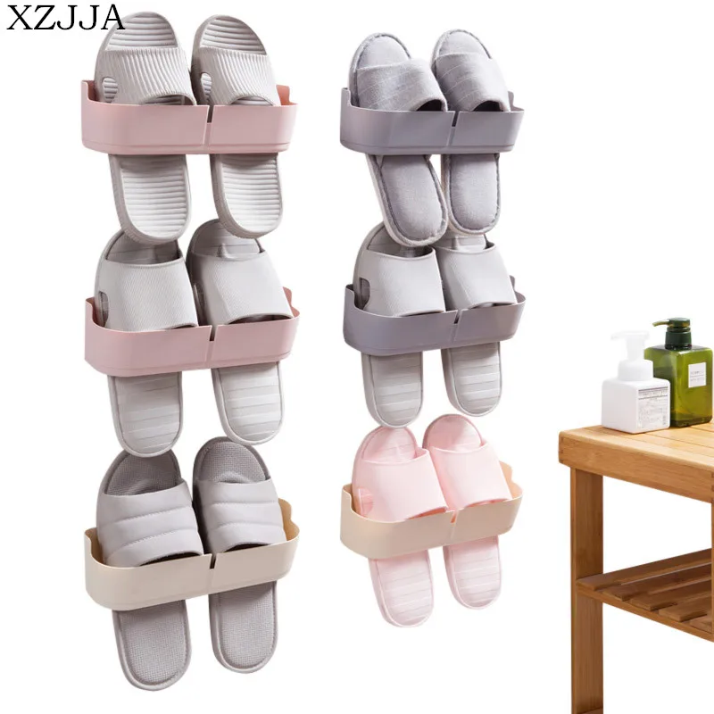 XZJJA Wall-Mounted Three-Dimensional Shoe Wall Slippers Shelf home Iiving Room Simple Paste Shoes Storage Rack