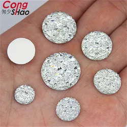 Cong Shao 10/12/14/16/18/20/25/30mm Round stones and crystals flat back Resin Rhinestone applique DIY Wedding Dress Beads WC582